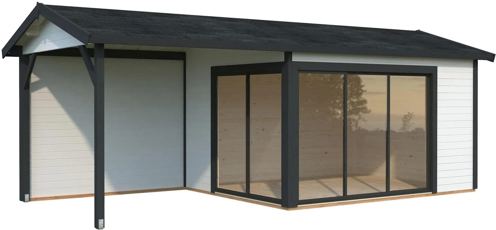 Palmako Gartenhaus Amanda Slide Weiß Anthrazit Massivholz