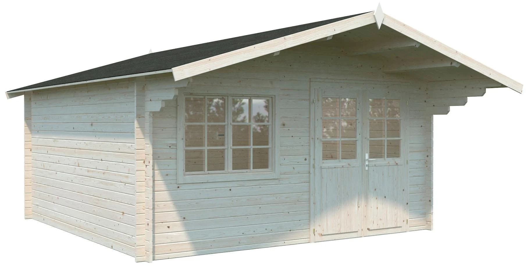 Gartenhaus aus Massivholz mit Satteldach und Dreh-/Kippfenstern