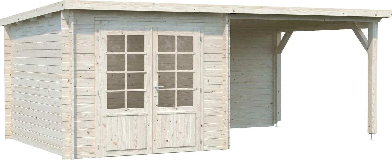 Gartenhaus PALMAKO Ella Massivholz mit Anbaudach