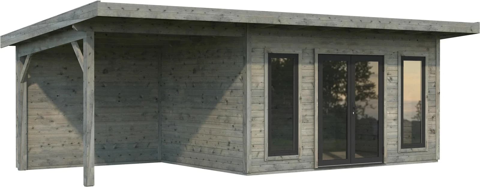 PALMAKO Gartenhaus Aurelia Grau Massivholz mit Doppelglas