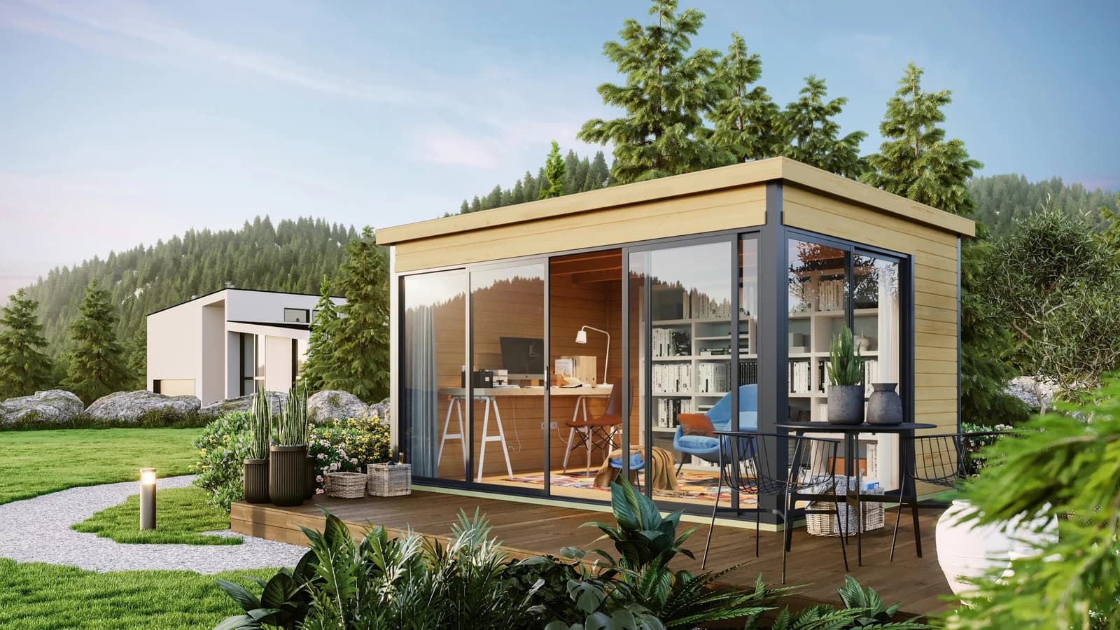 Lasita Maja Gartenhaus Domeo 4 Natur/Anthrazit, Beige, Blockbohlensystem