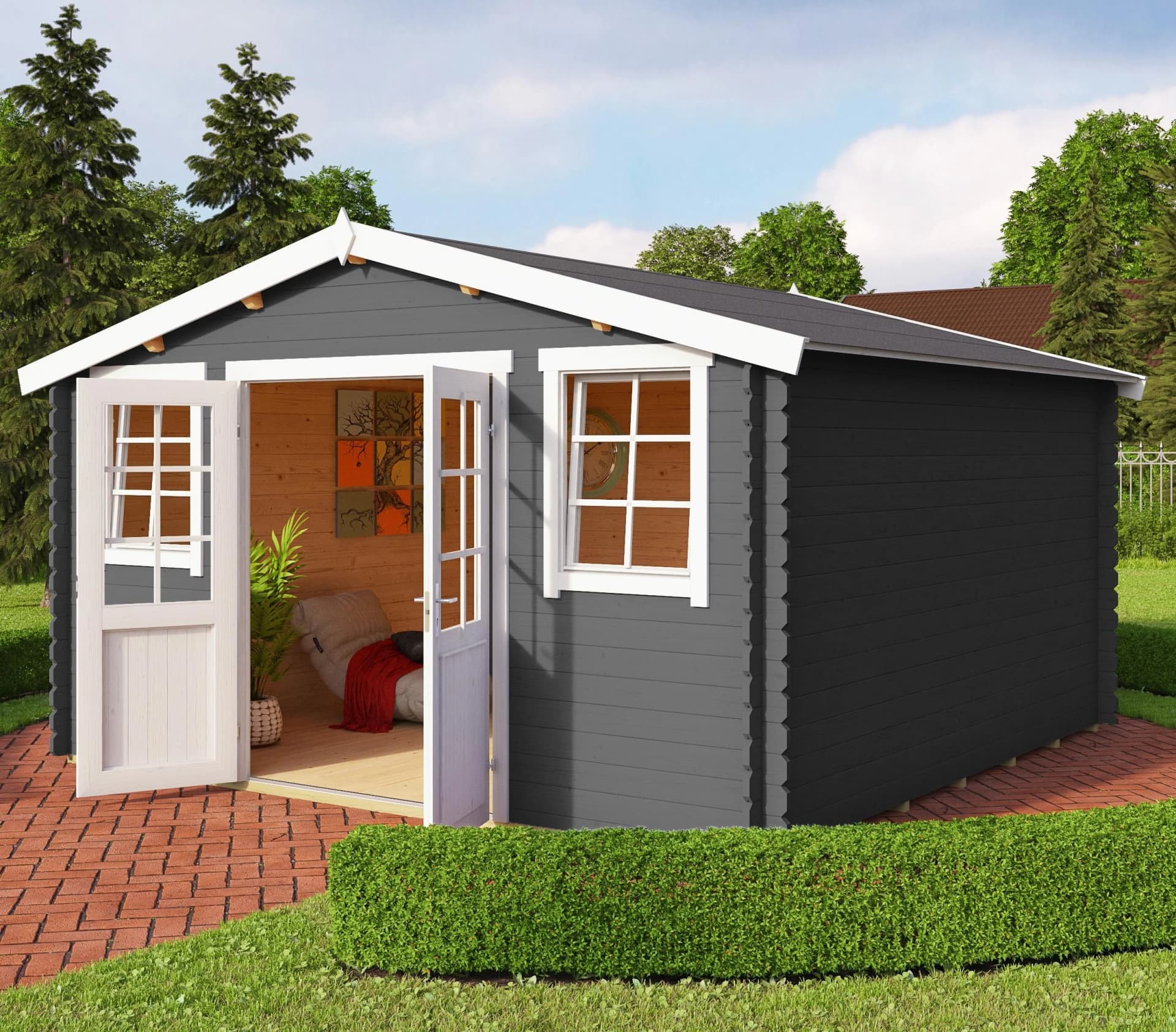 Lasita Maja Gartenhaus Mosel 4 Carbongrau Blockbohlensystem