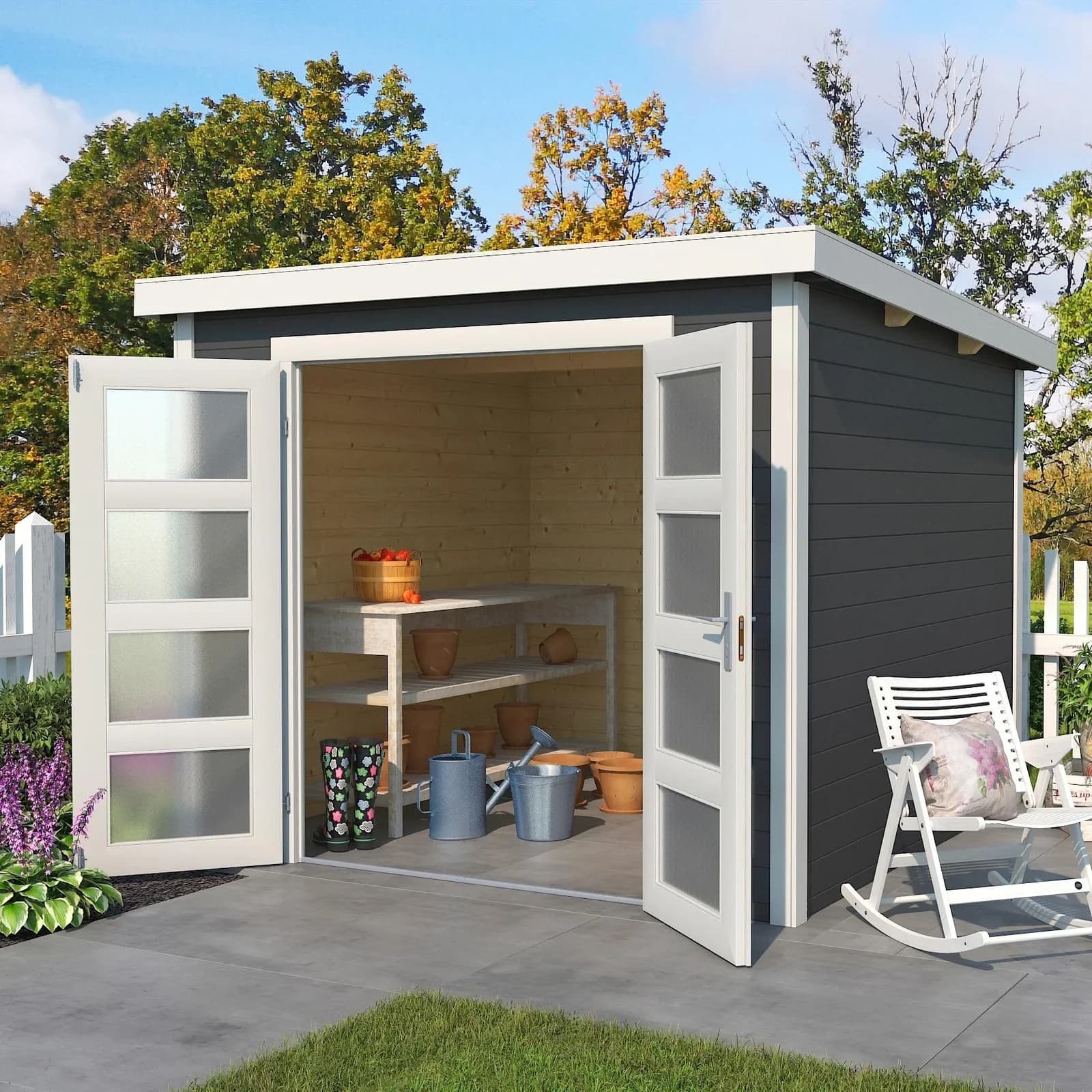 Lasita Maja Gartenhaus Zambezi 4 Carbongrau Blockbohlensystem