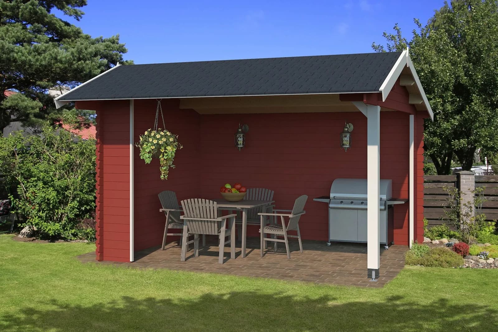 Lasita Maja Kirian 300 Schwedenrot Gartenhaus Blockbohlensystem