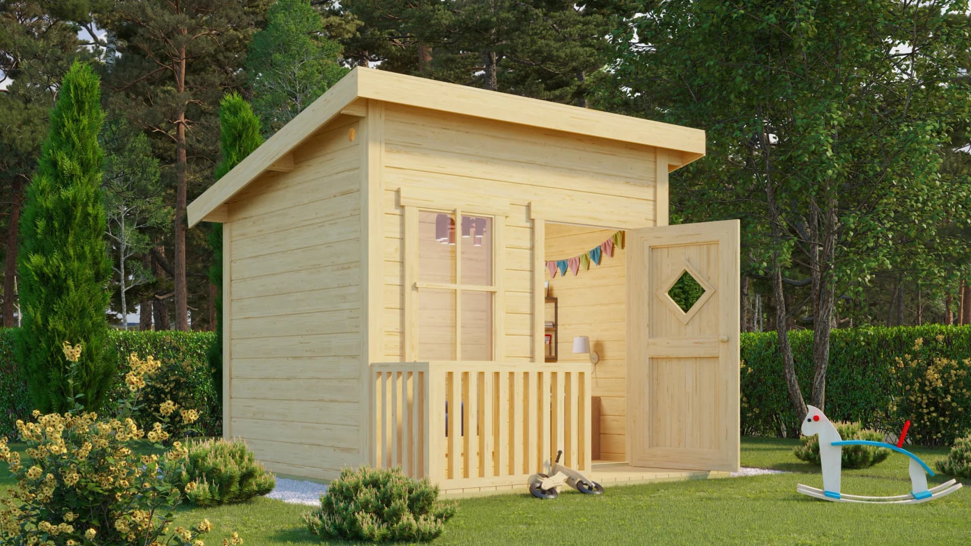 Nordic Holz Spielhaus FLIPP Naturbelassen Holz