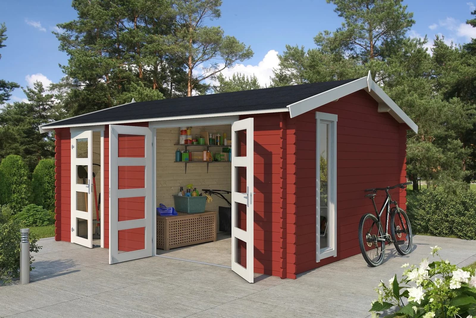 Gartenhaus LASITA MAJA Carroz 2 Schwedenrot Blockbohlenhaus