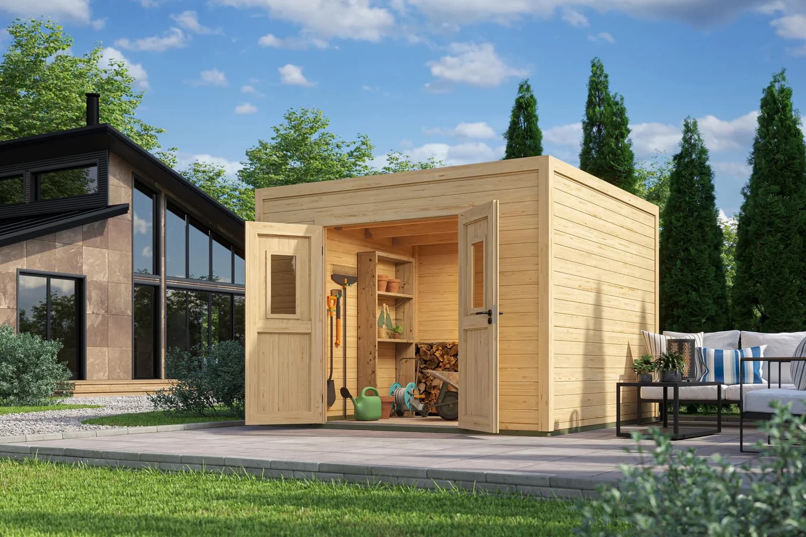 Gartenhaus Felix 3 Massivholz Flachdach
