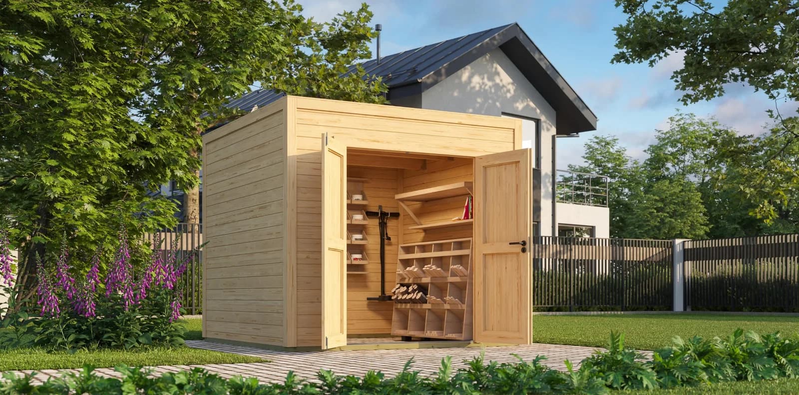 Gartenhaus NORDIC HOLZ Fynn 1,5 Massivholz Gartenhaus