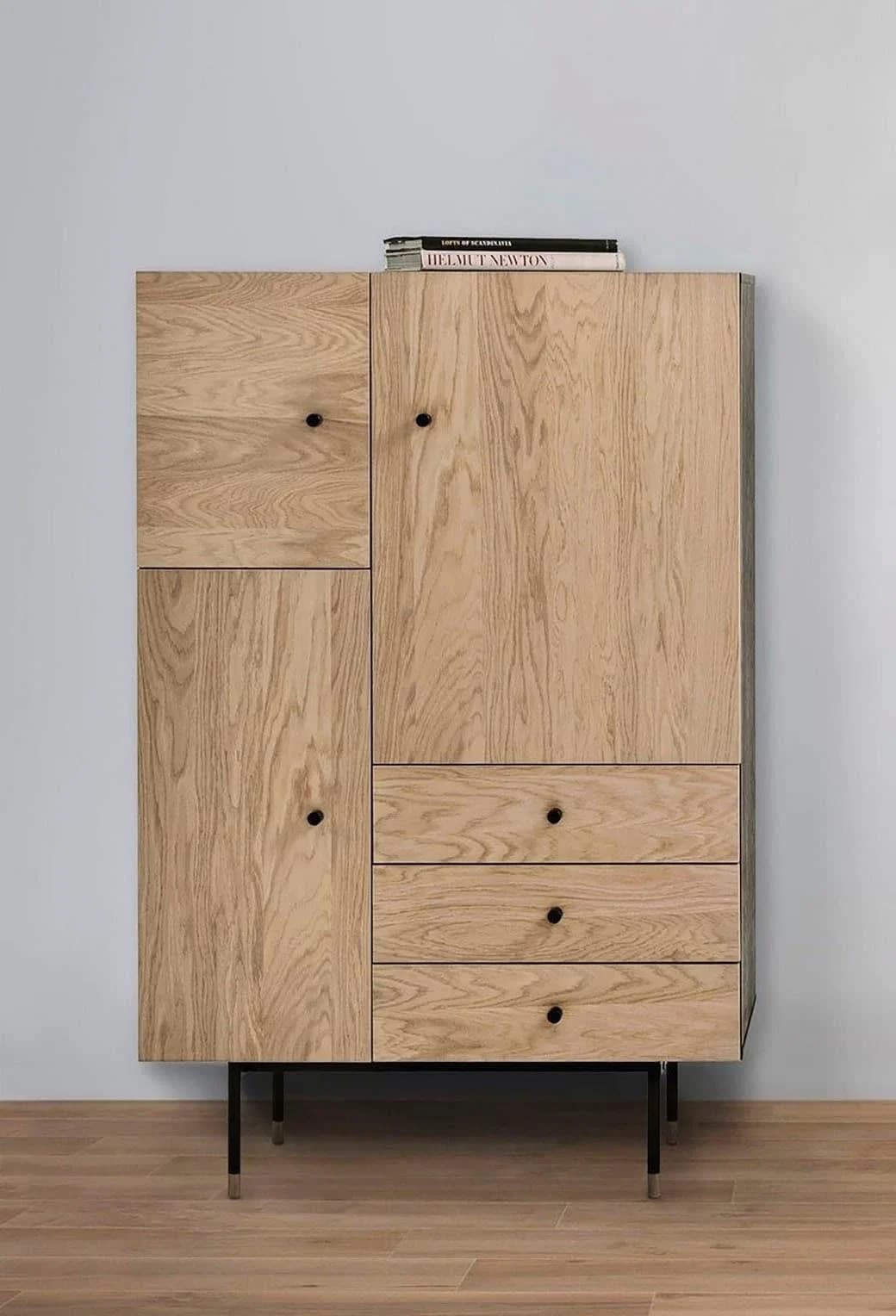 WOODMAN Highboard Jugend Kommode Schwarz Eichefarben Soft Close