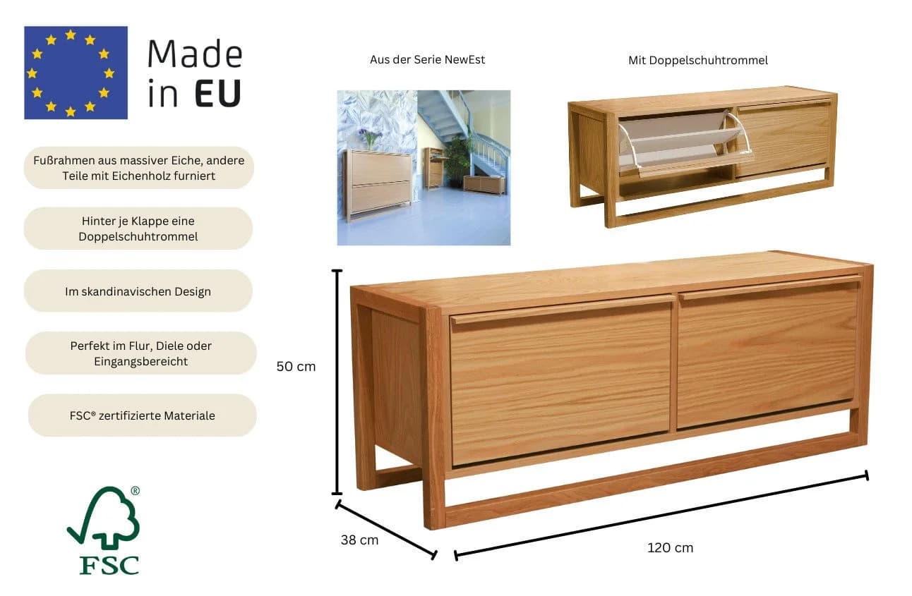 Sitzbank WOODMAN "NewEst" Eichenfurnier Skandinavisches Design - Bild 3