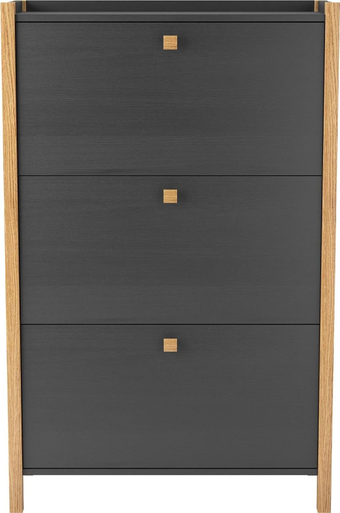 WOODMAN Schuhkommode Charis Schwarzgrau Eiche 3 Klappen FSC