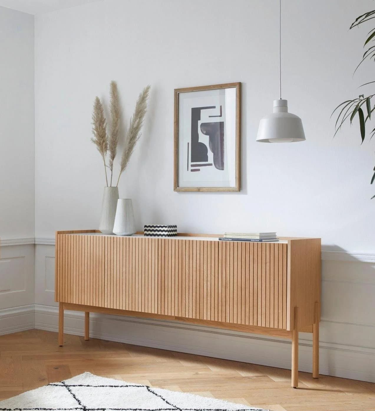WOODMAN Sideboard Bottrup Weiß Eiche FSC-zertifiziert Push-to-open