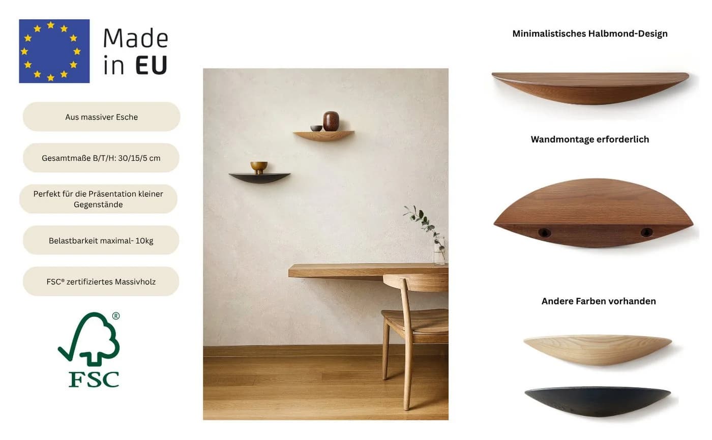 Wandregal HOME AFFAIRE Drop Massivholz FSC-zertifiziert - Bild 3