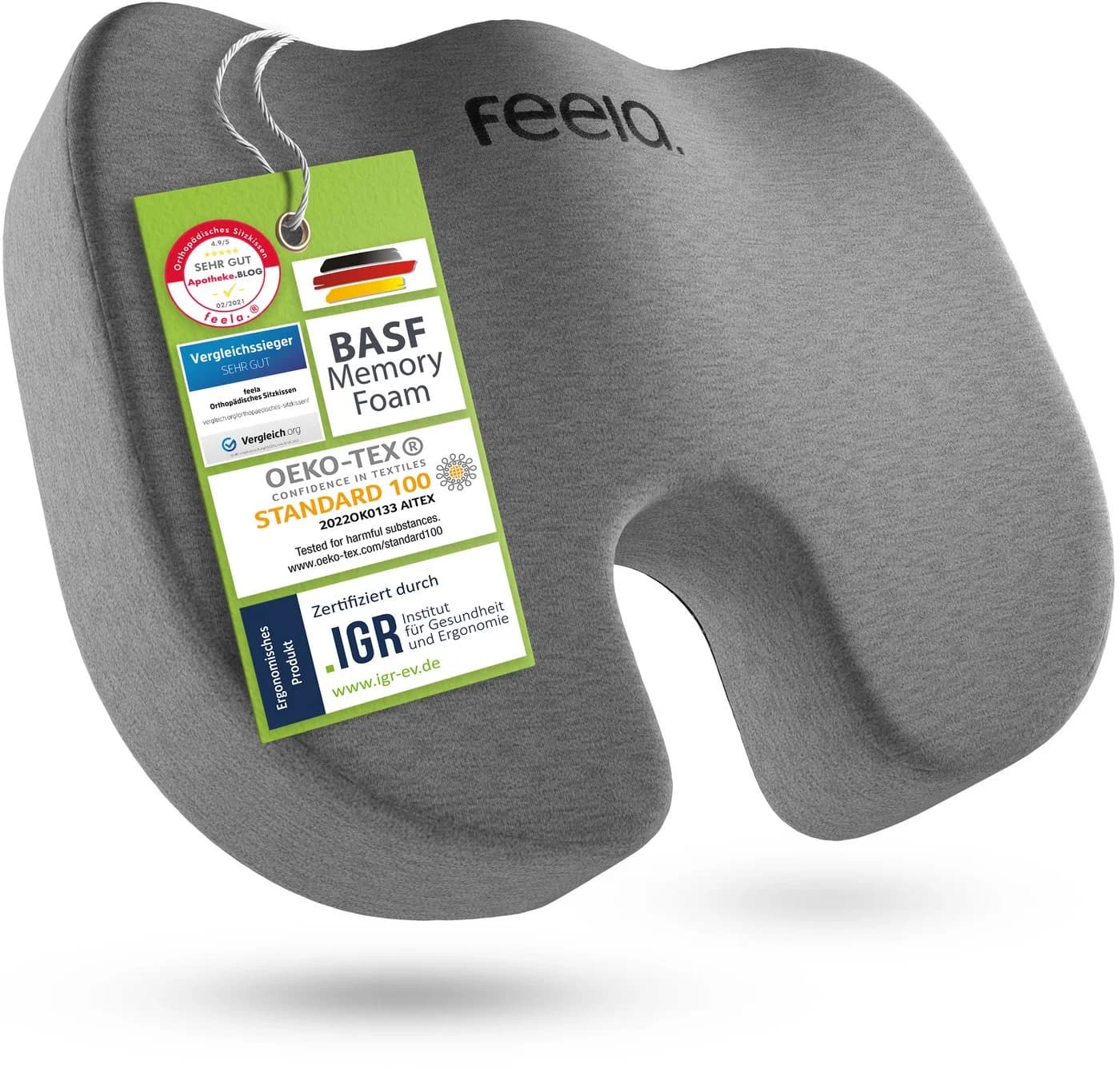 feela Sitzkissen Orthopädisch Grau Memory-Schaum Ergonomisch - Bild 2