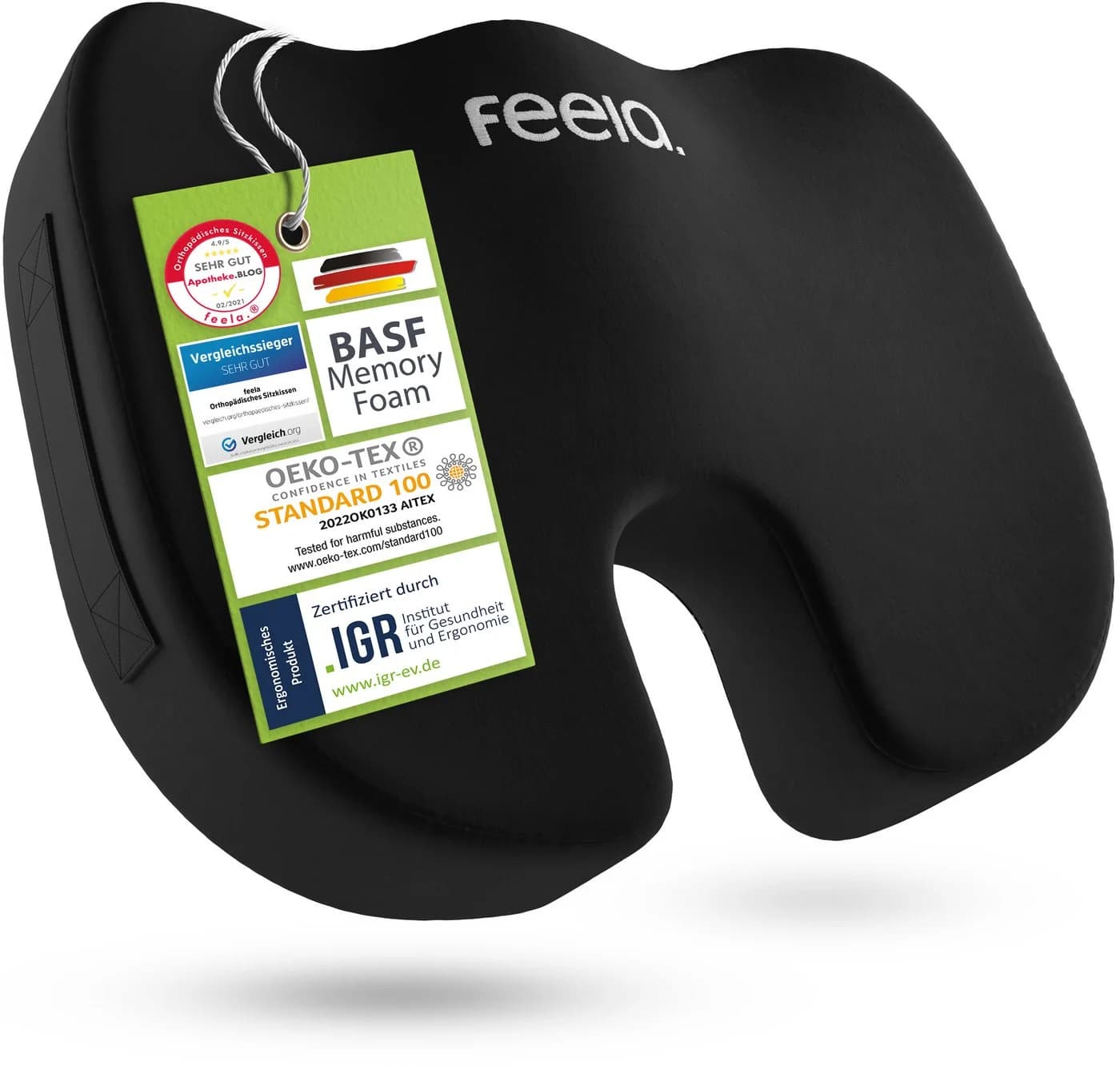 feela Sitzkissen Orthopädisch Ergonomisch Schwarz Memory-Schaum - Bild 2