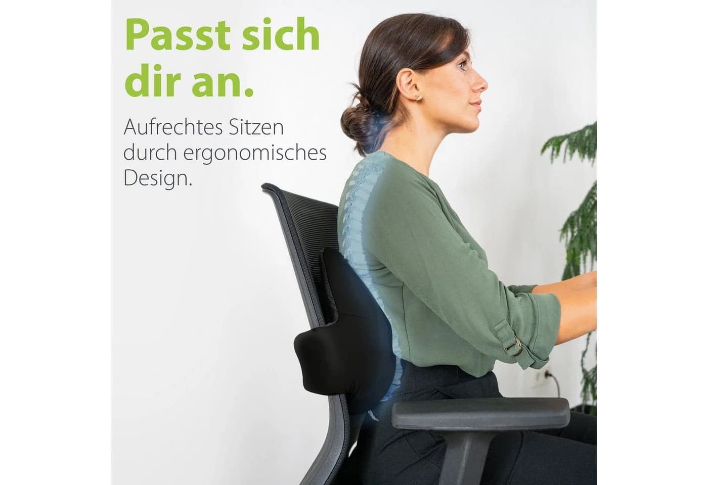 feela Ergonomisches Rückenkissen Schwarz Memory-Schaum - Bild 3