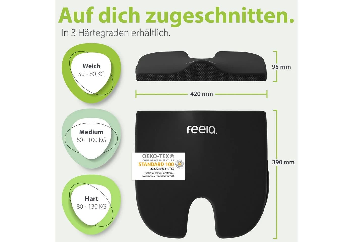 feela Sitzkissen Orthopädisches Keilkissen Schwarz Memory-Schaum - Bild 4