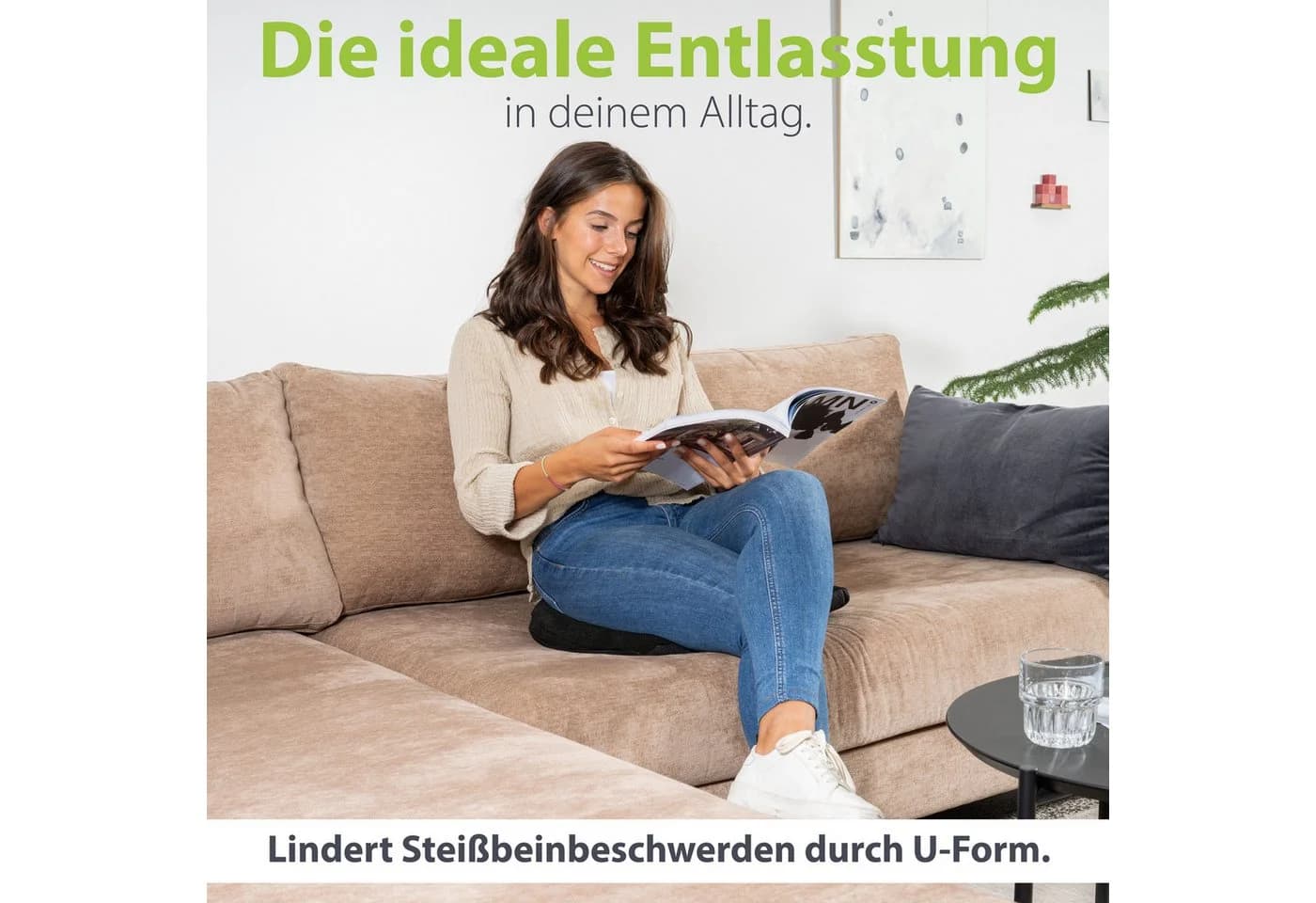 feela Sitzkissen Orthopädisches Keilkissen Schwarz Memory-Schaum - Bild 5
