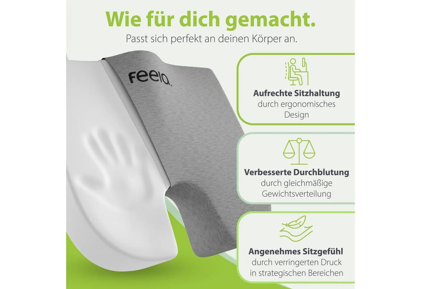 feela Orthopädisches Keilkissen Grau Memory-Schaum - Bild 3