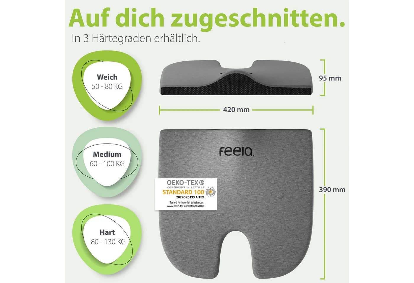 feela Orthopädisches Keilkissen Grau Memory-Schaum - Bild 4