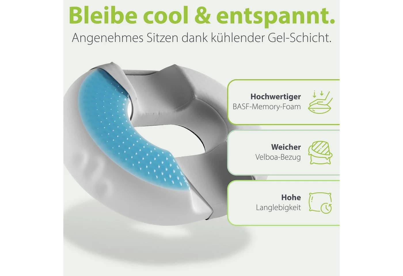 feela Orthopädischer Sitzring mit Memory Foam & Gel-Schicht - Bild 3