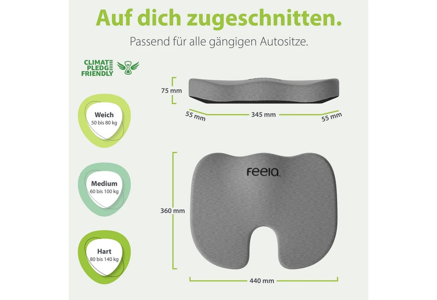 feela Sitzkissen Orthopädisches Auto-Sitzkissen – Entlastet Rücken & Steißbein - Bild 4