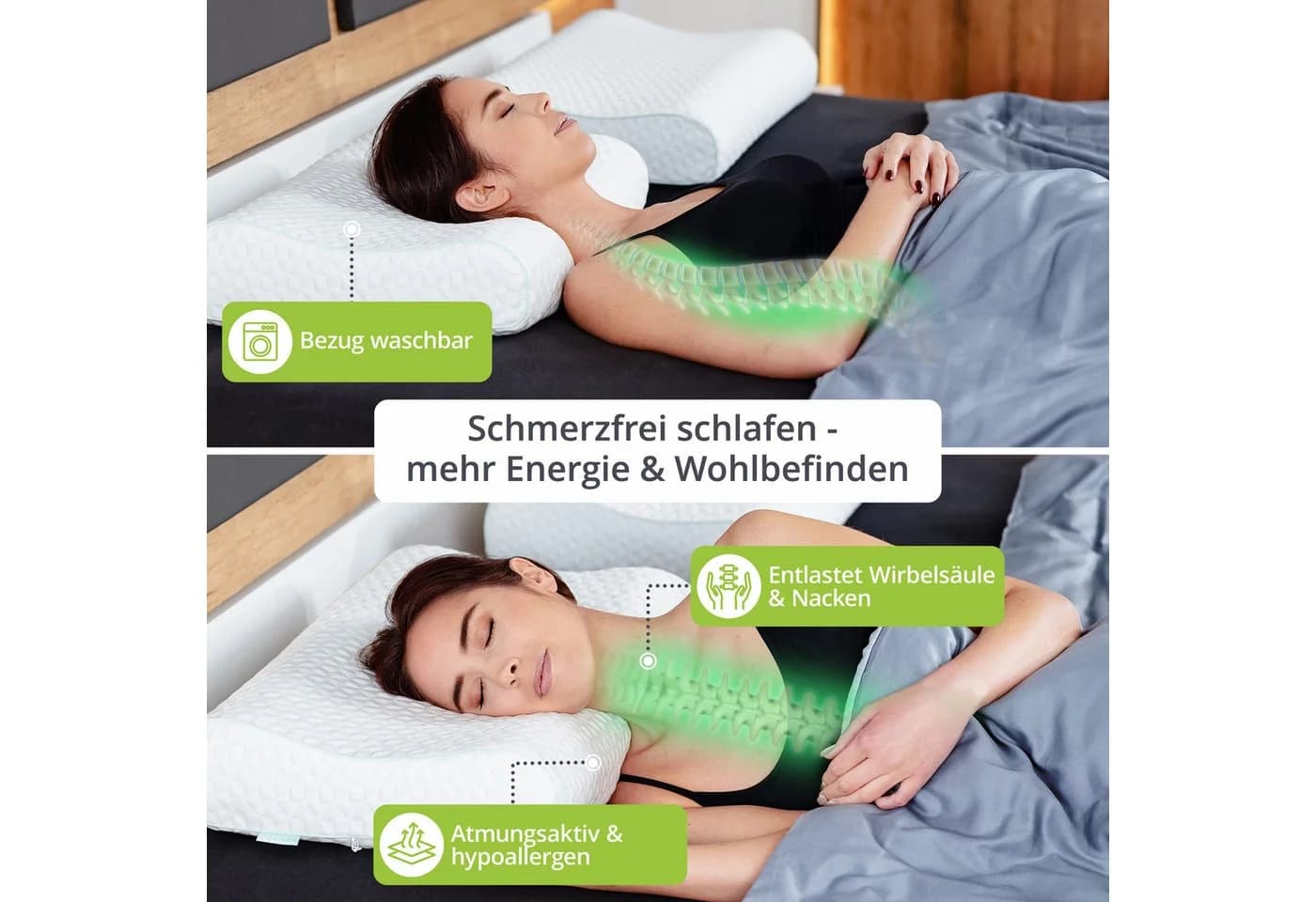 feela Nackenstützkissen Orthopädisches Kopfkissen Weiß Memory-Schaum - Bild 4