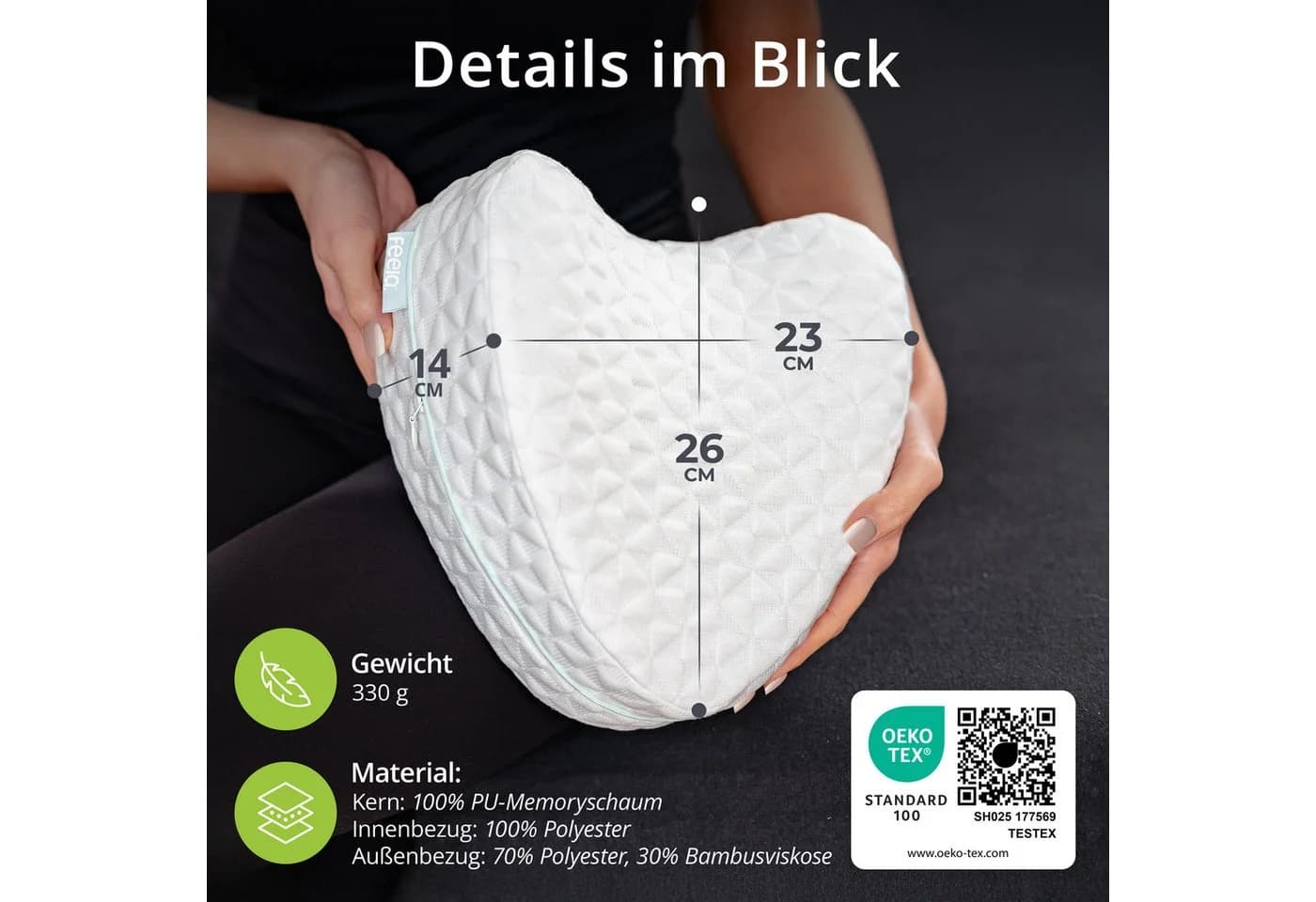 feela Kniekissen Ergonomisch Weiß Memory-Schaum