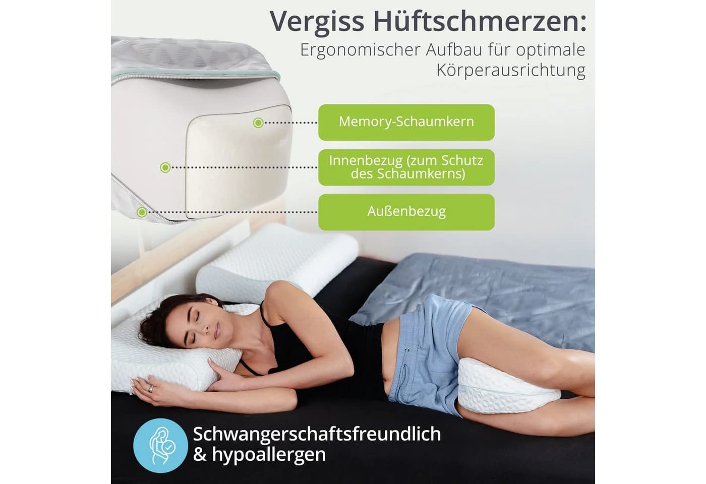 feela Kniekissen Ergonomisch Weiß Memory-Schaum - Bild 3