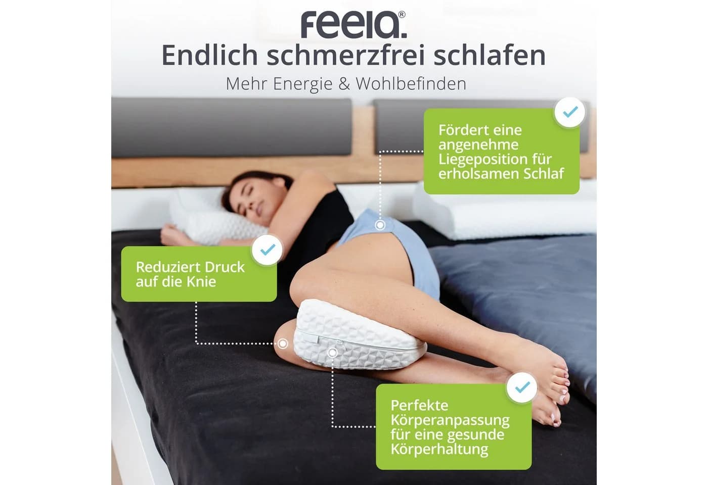 feela Kniekissen Ergonomisch Weiß Memory-Schaum - Bild 4