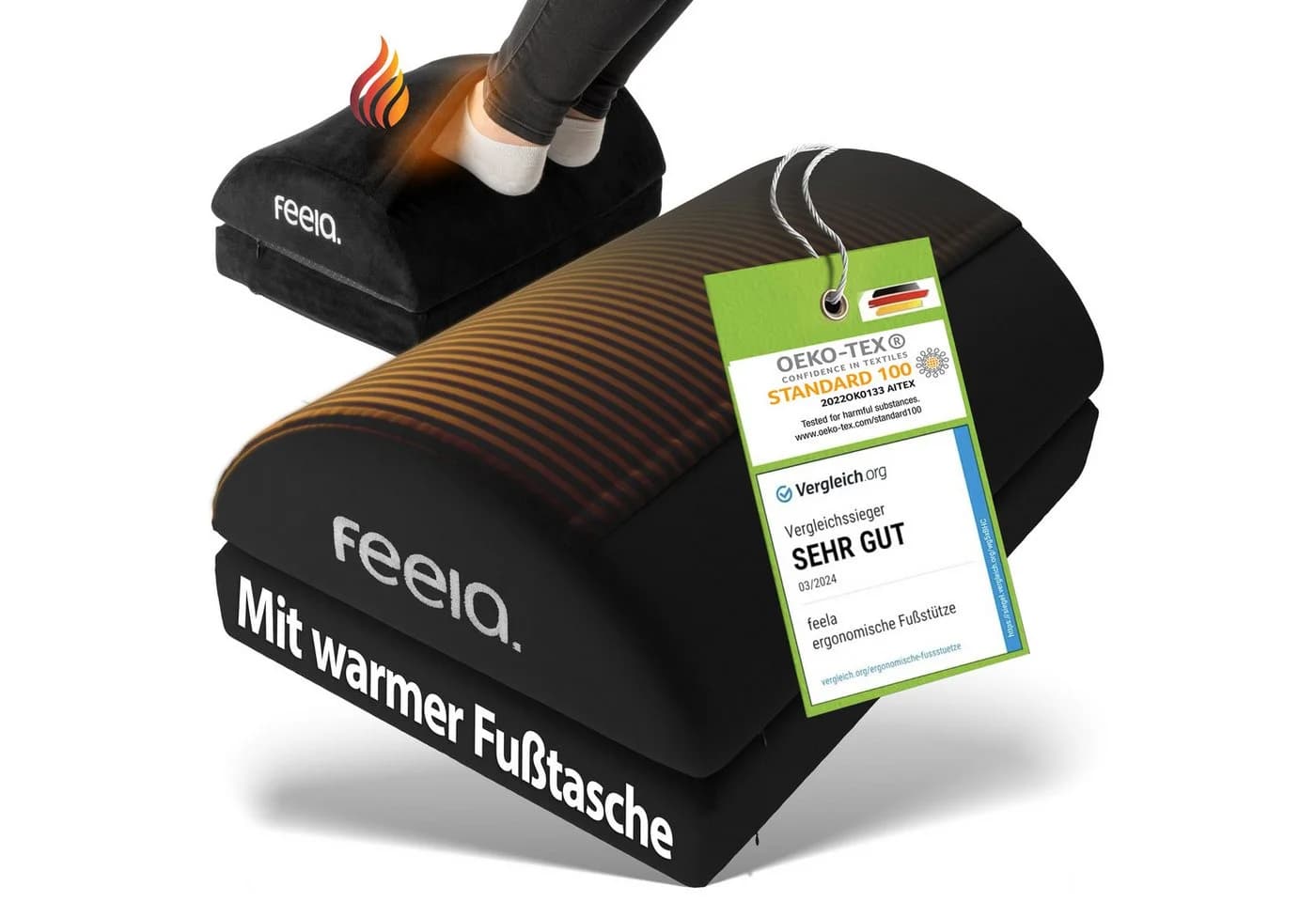 feela Ergonomische Fußstütze Schwarz Memory-Schaum - Bild 2