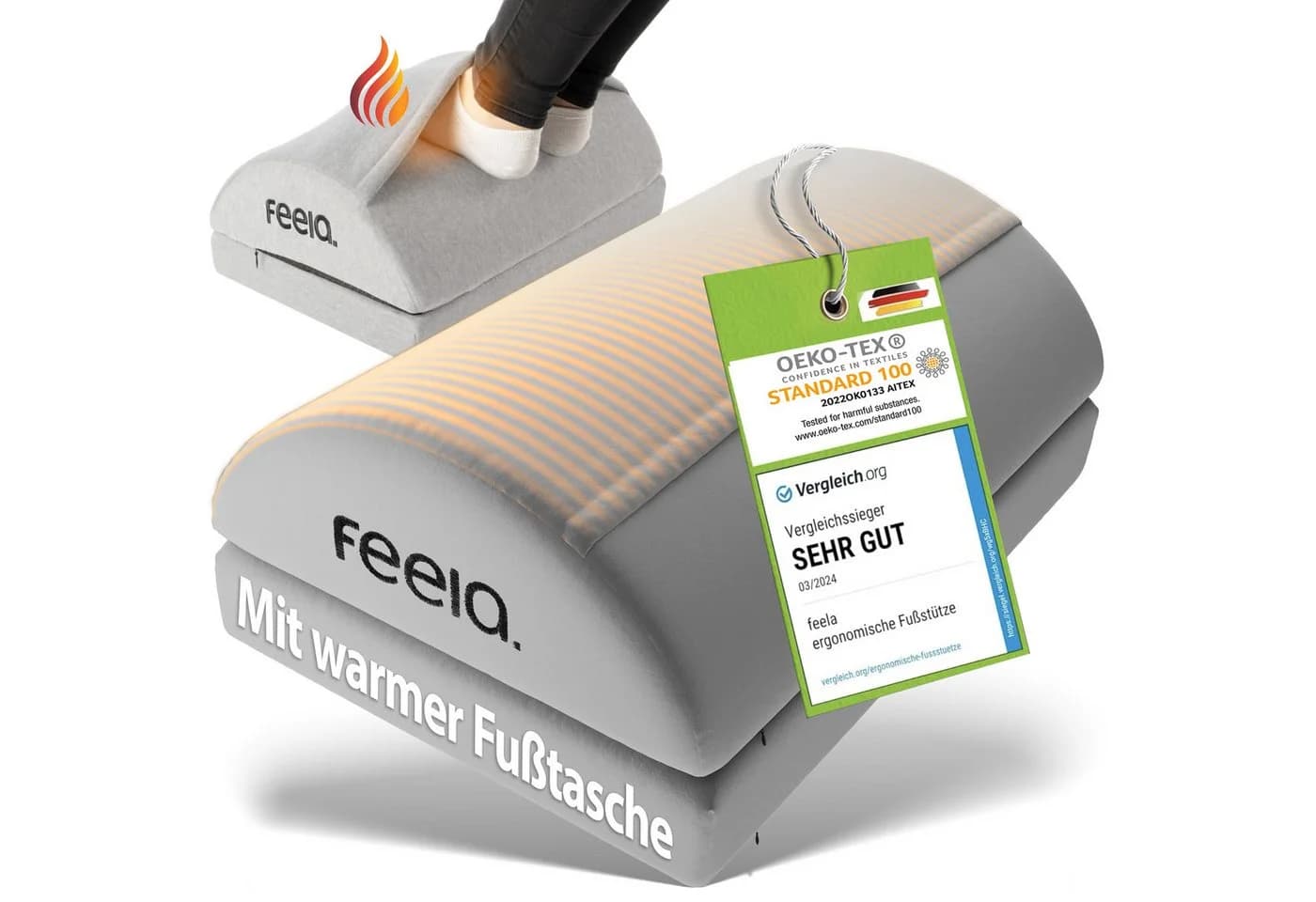 feela Ergonomische Fußstütze Memory-Schaum Silber - Bild 2