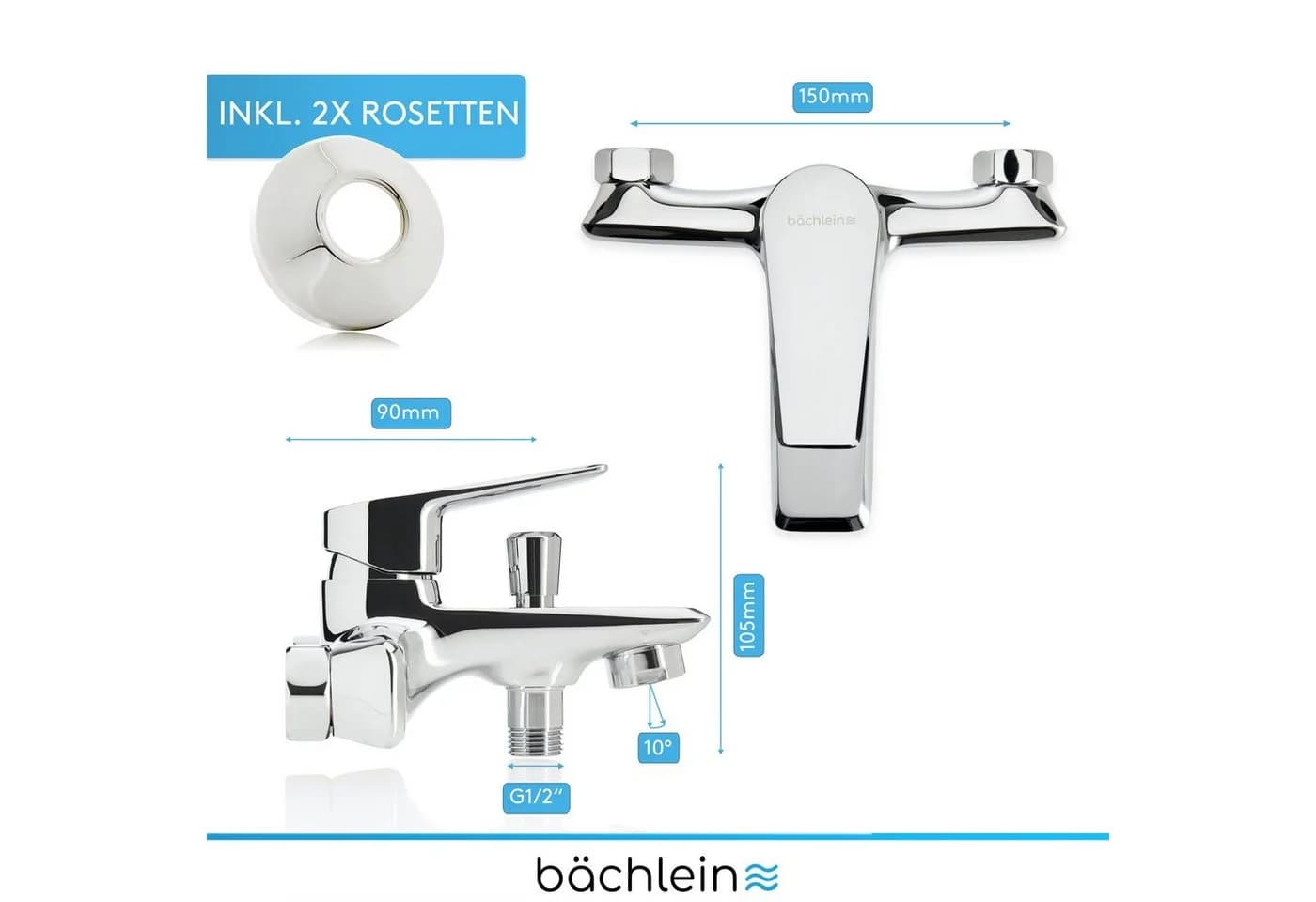 Bächlein Badarmatur Badewannenarmatur Orlias Chrom - Bild 4