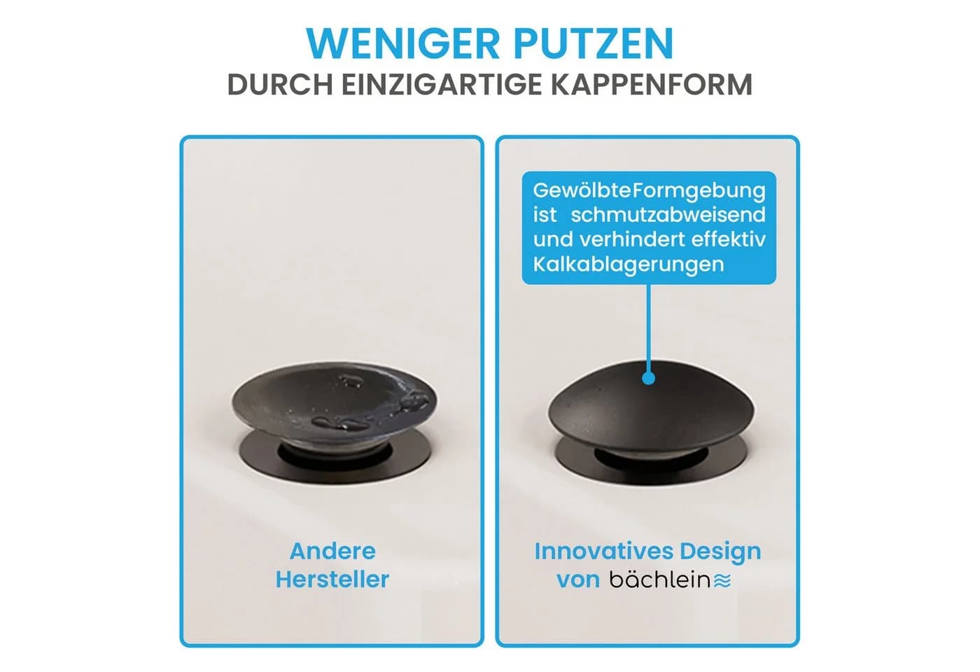 Bächlein Ablaufgarnitur Design Pop Up Matt Schwarz Werkzeugloser Einbau - Bild 5