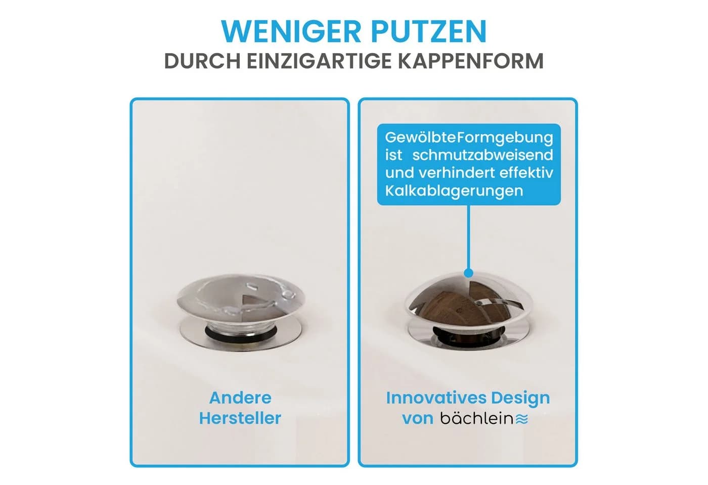 Bächlein Ablaufgarnitur Design Pop Up Chrom Werkzeugloser Einbau Click Clack - Bild 4