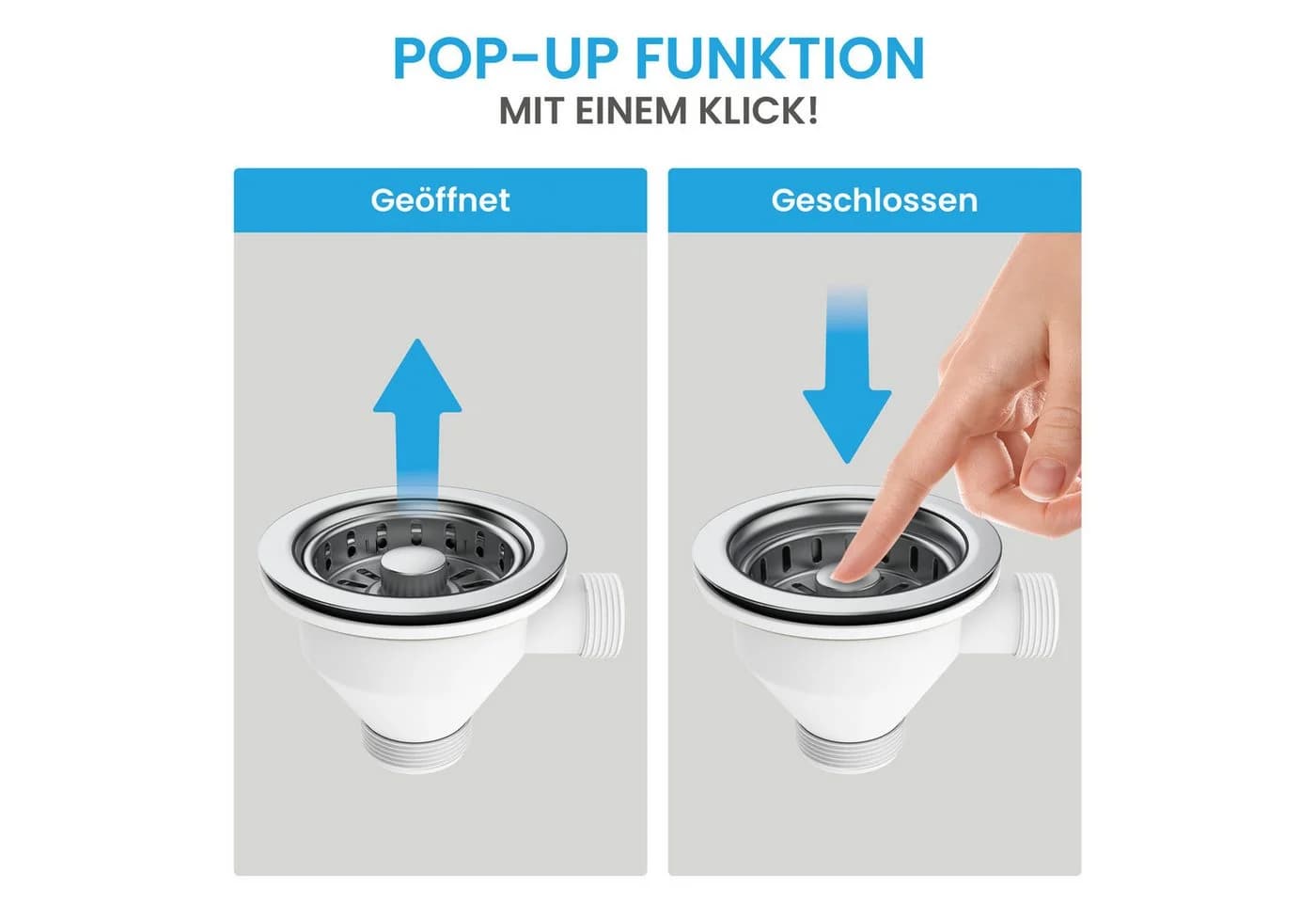 Bächlein Pop-Up Ablaufgarnitur für Küchenspüle Edelstahl - Bild 4