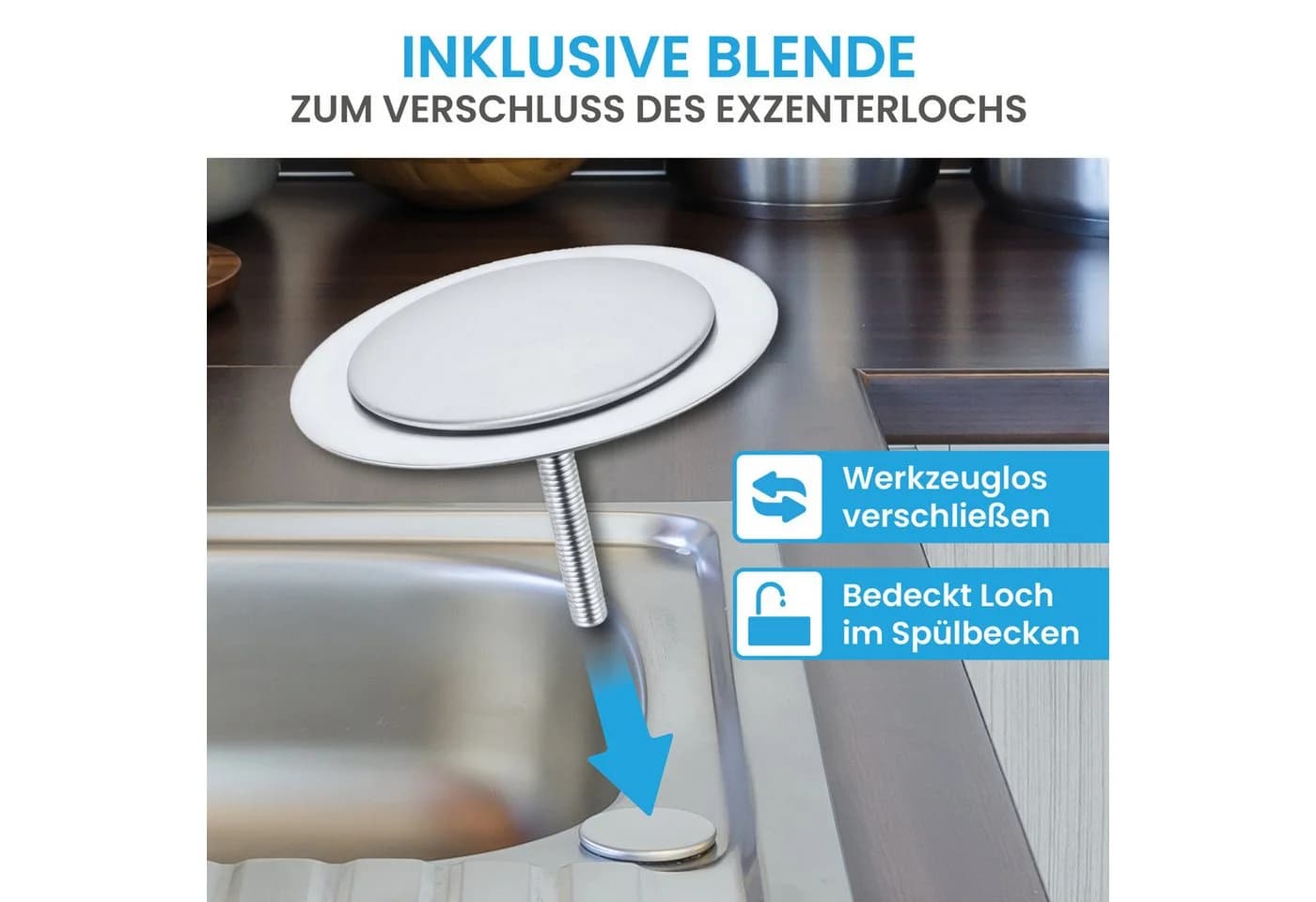 Bächlein Pop-Up Ablaufgarnitur für Küchenspüle Edelstahl - Bild 5