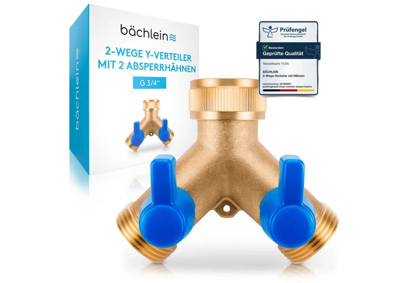 Bächlein 2-Wege-Ventil Y-Verteiler 360° drehbar Messing - Bild 2