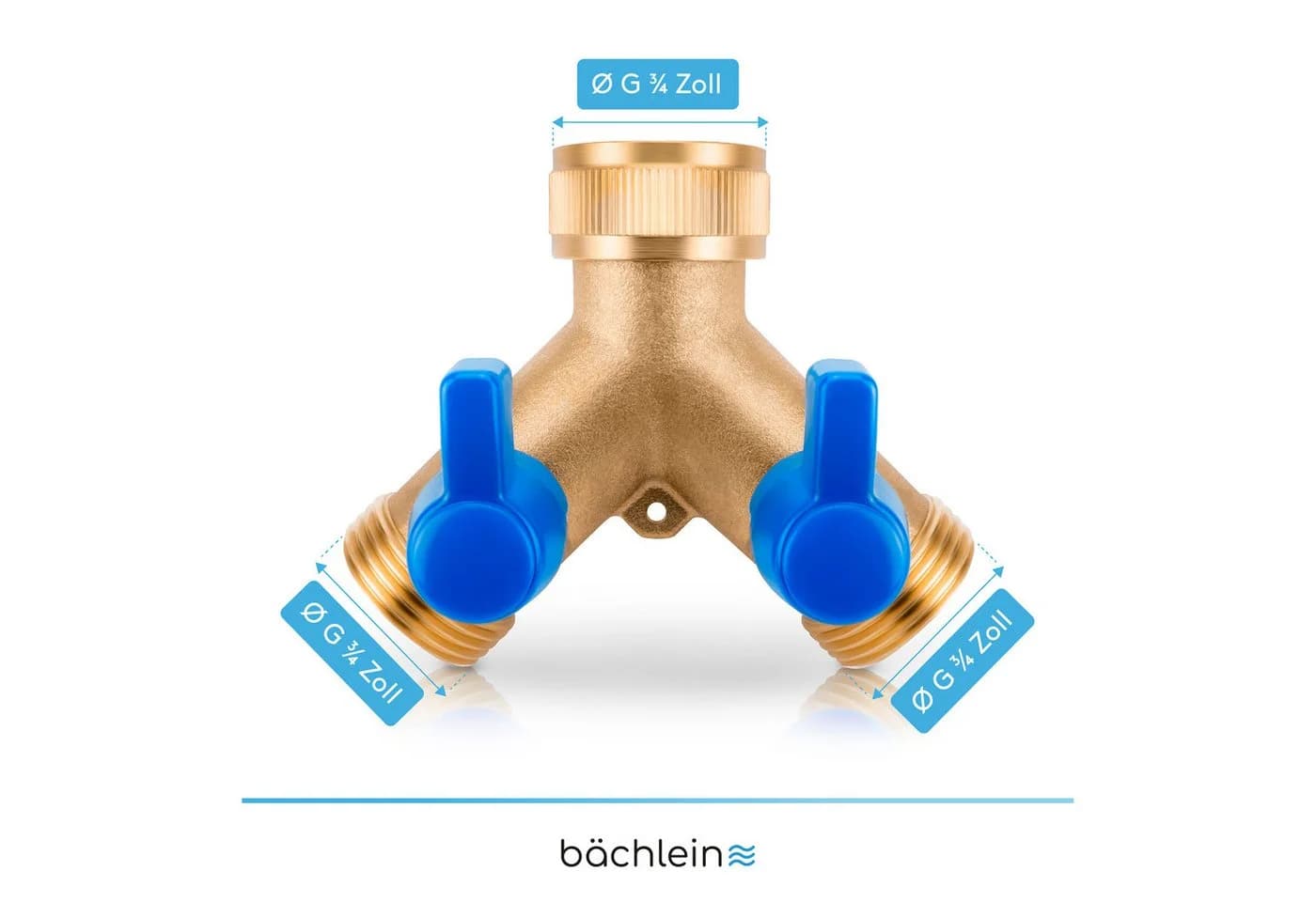 Bächlein 2-Wege-Ventil Y-Verteiler 360° drehbar Messing - Bild 4