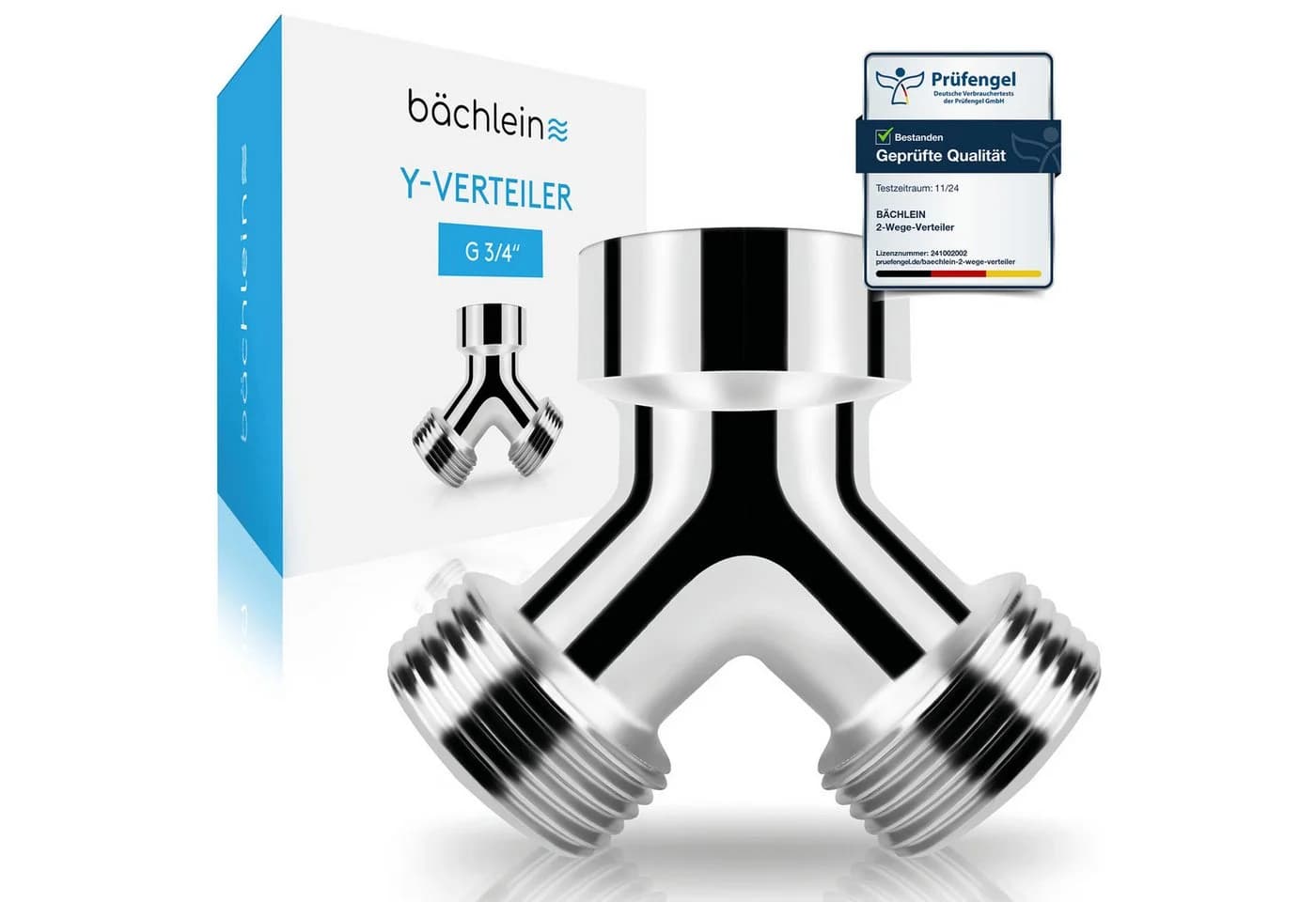 Bächlein 2-Wege-Ventil Y-Verteiler 360° rotierbar Messing - Bild 2