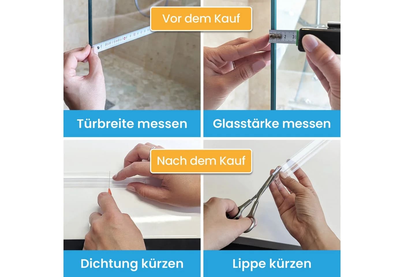 Bächlein Duschdichtung Duschtürdichtung Transparent 8-10 mm Glas - Bild 3
