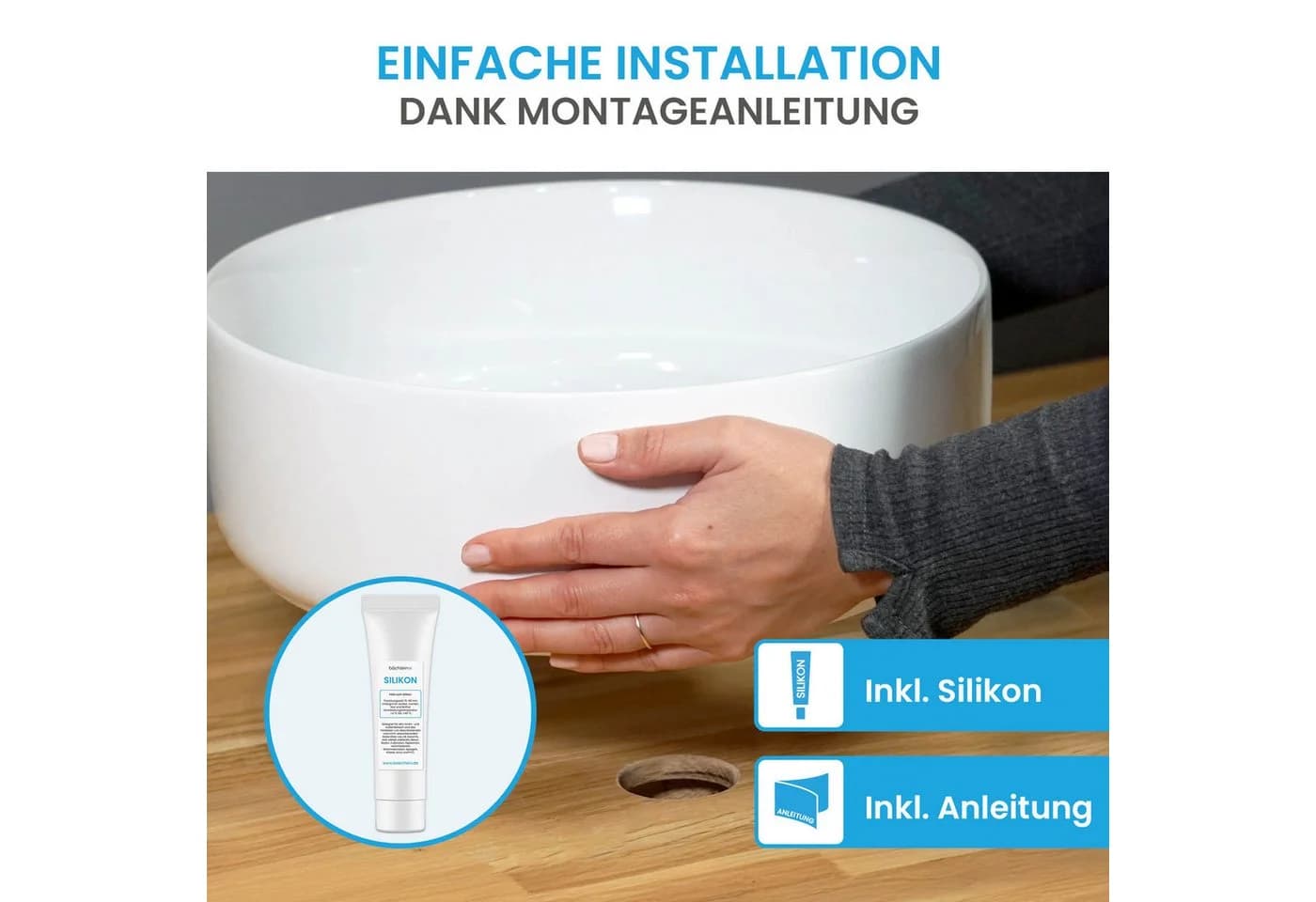 Bächlein Aufsatzwaschbecken Tamula Schmutzabweisend - Bild 3
