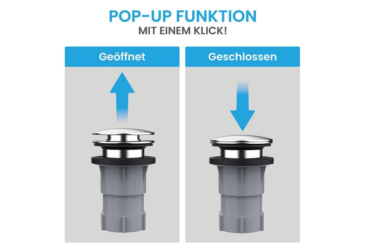 Bächlein Ablaufgarnitur Badewanne Pop-Up mit Haarsieb & Siphon - Bild 4