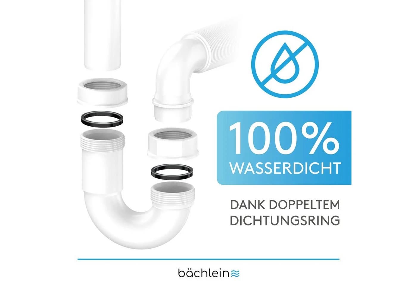 Bächlein Siphon flexibel für Küchenspüle, Made in Germany