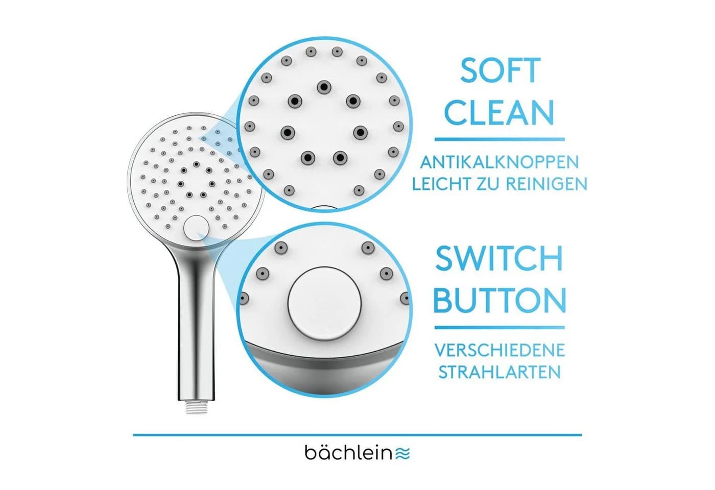 Bächlein Duschbrause Brausekopf Handbrause mit 3 Strahlarten