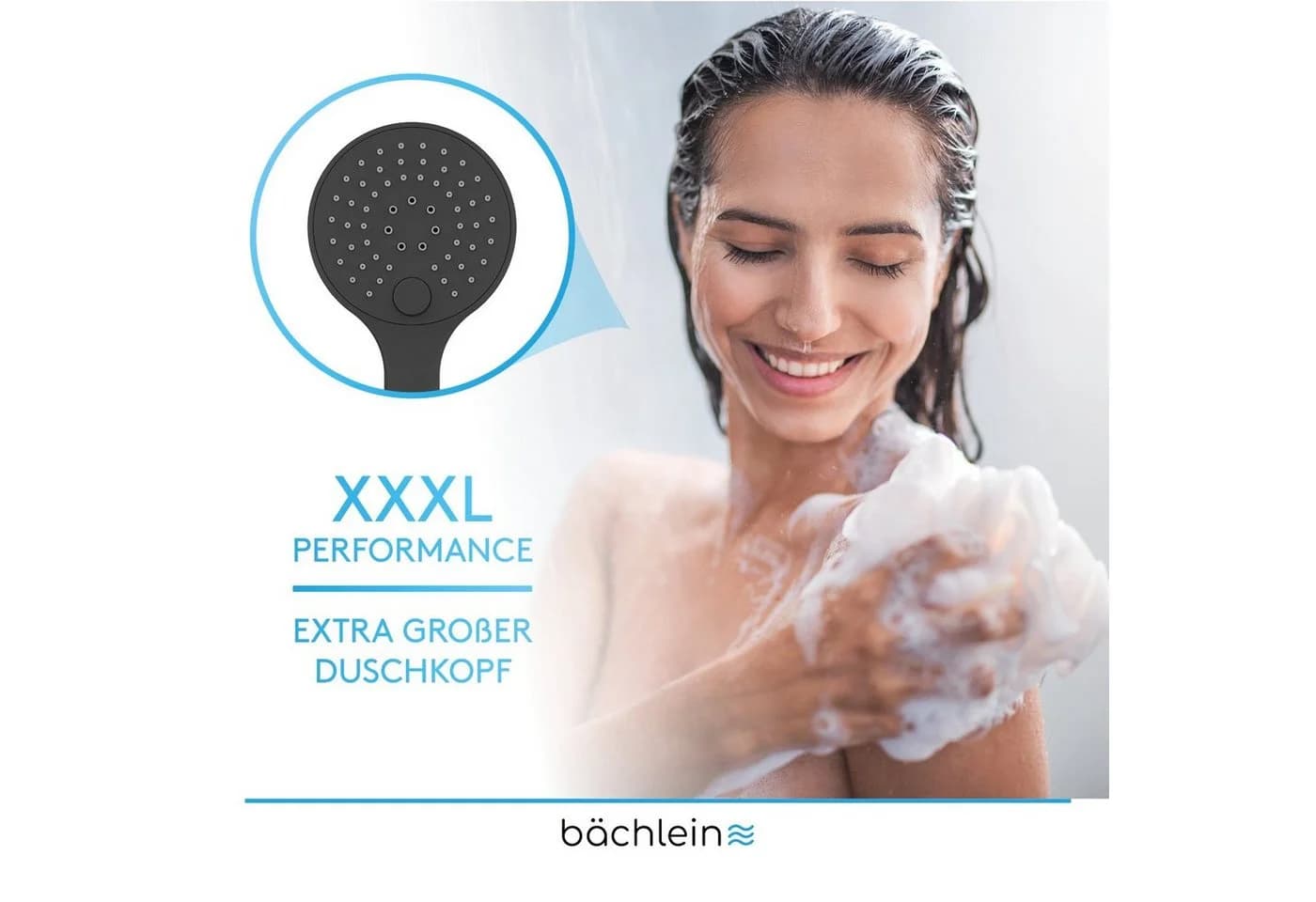 Bächlein Duschbrause Handbrause Schwarz 3 Strahlarten Drucktaste - Bild 4