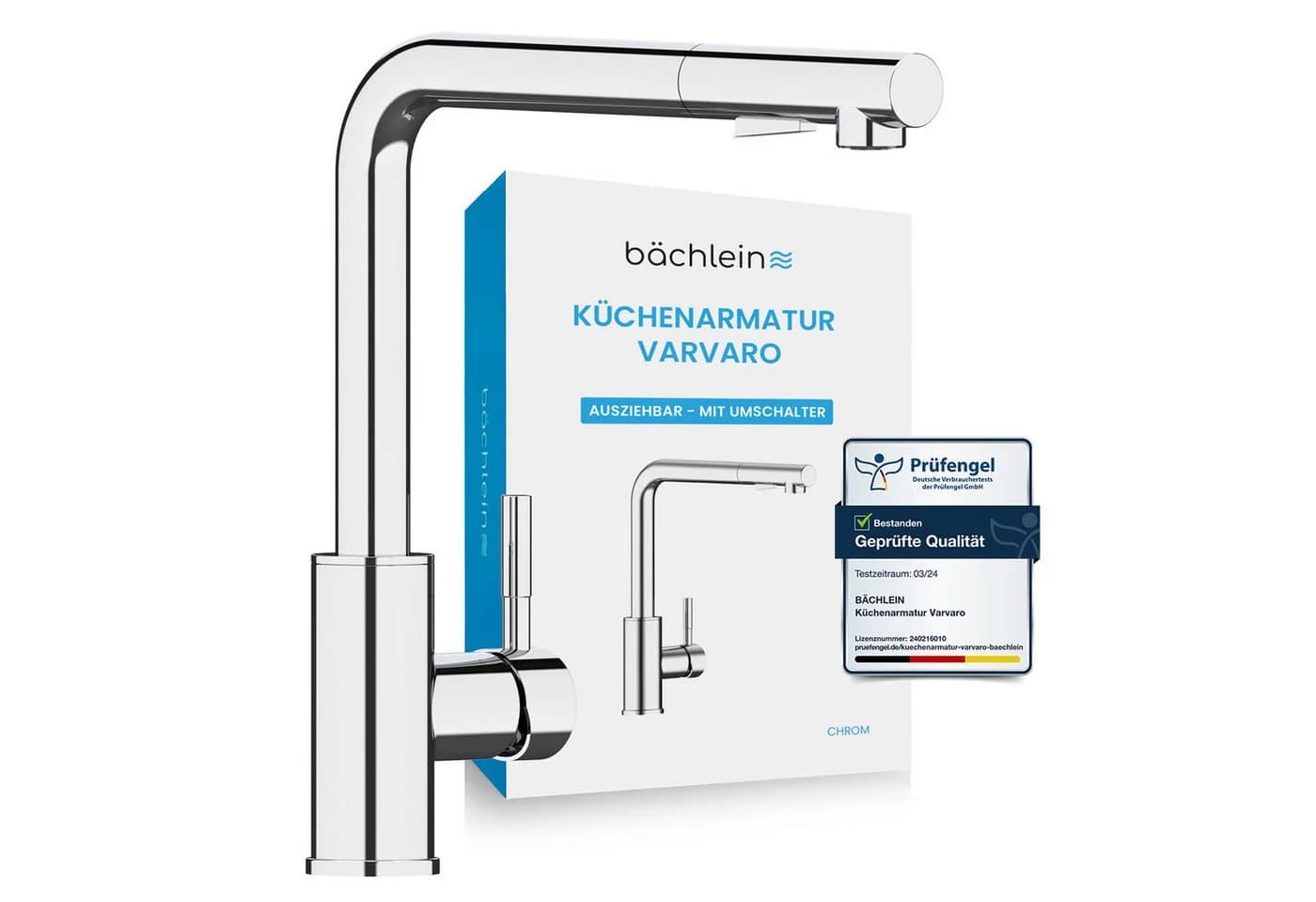 Bächlein Spültischarmatur Varvaro Chrom mit ausziehbarer Wasserbrause - Bild 2