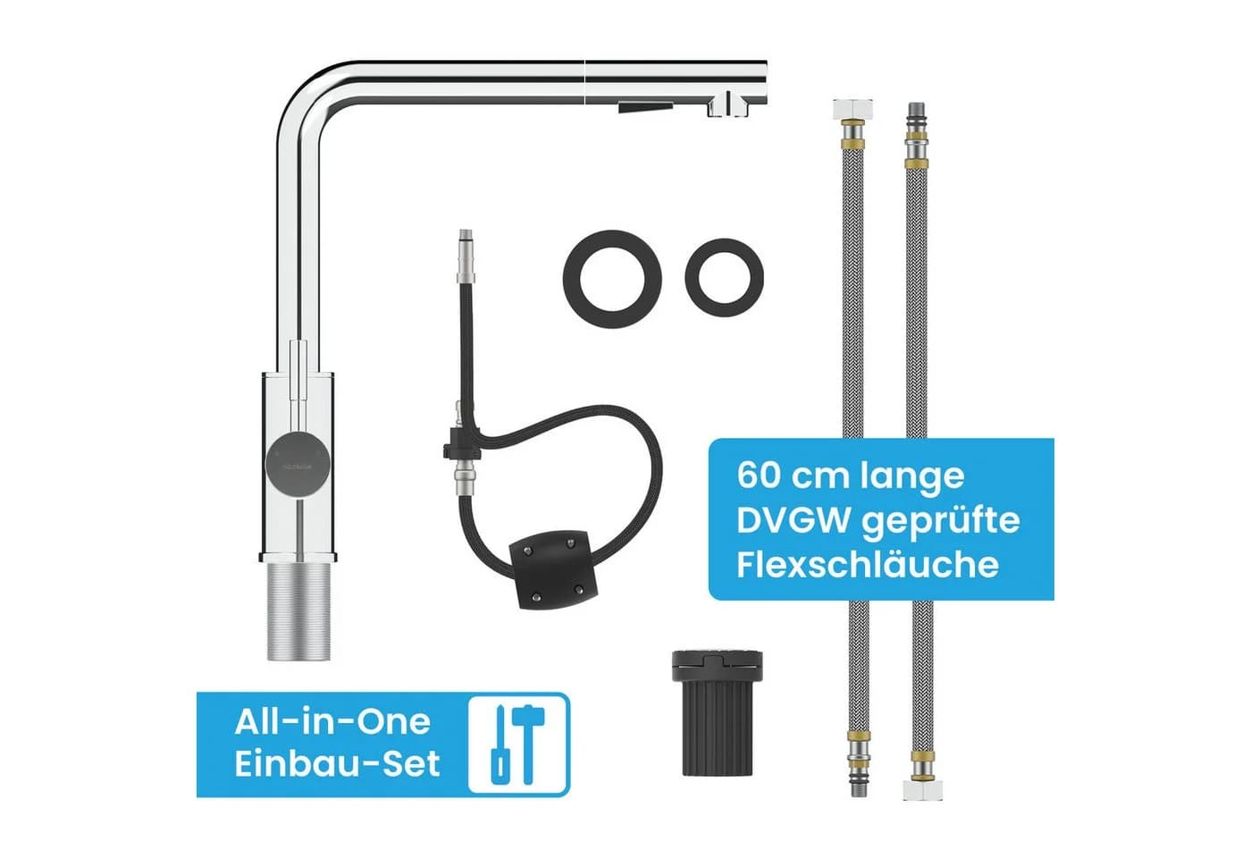 Bächlein Spültischarmatur Varvaro Chrom mit ausziehbarer Wasserbrause - Bild 5