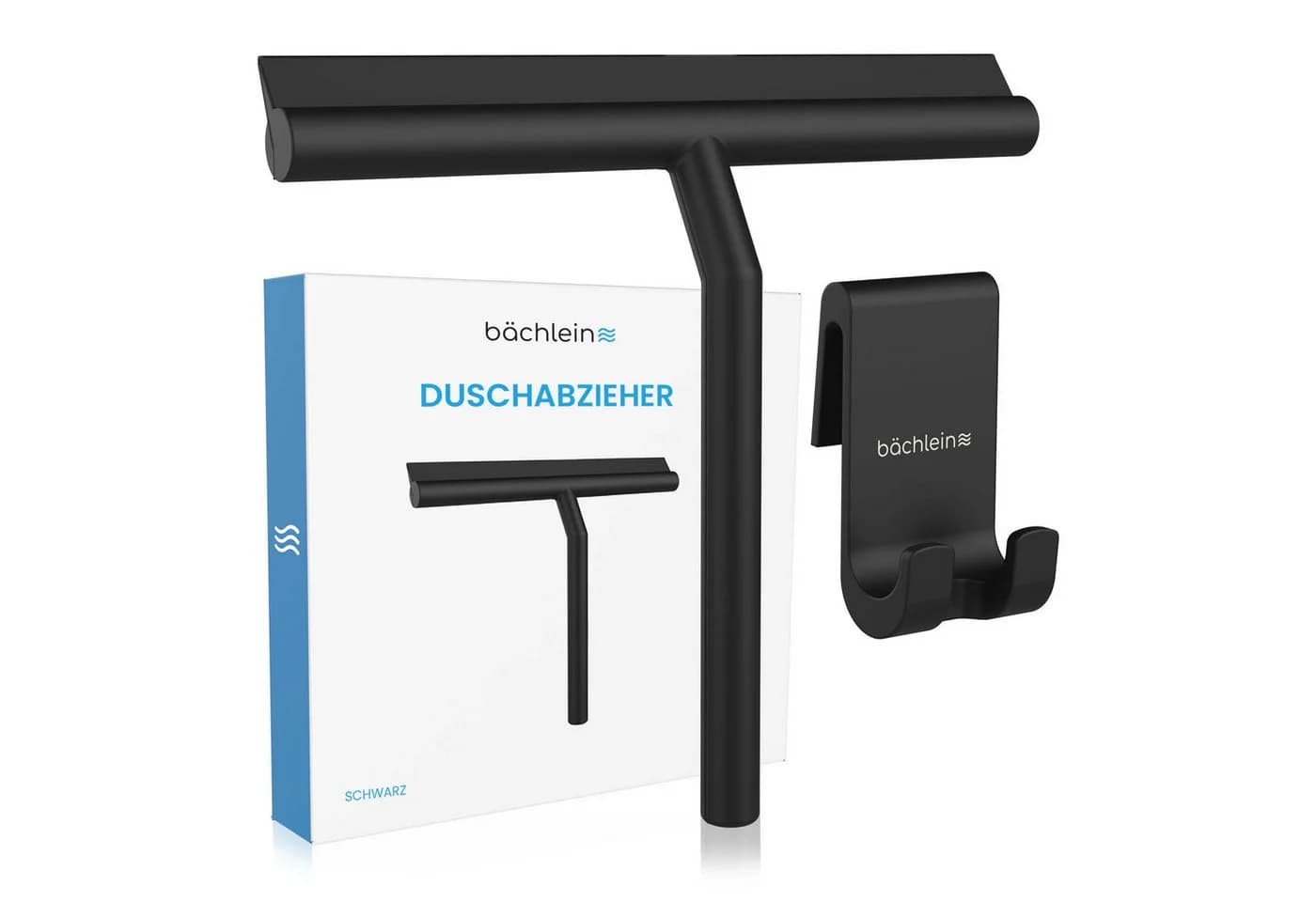 Bächlein Duschabzieher Silikon Schwarz mit Haltehaken - Bild 2