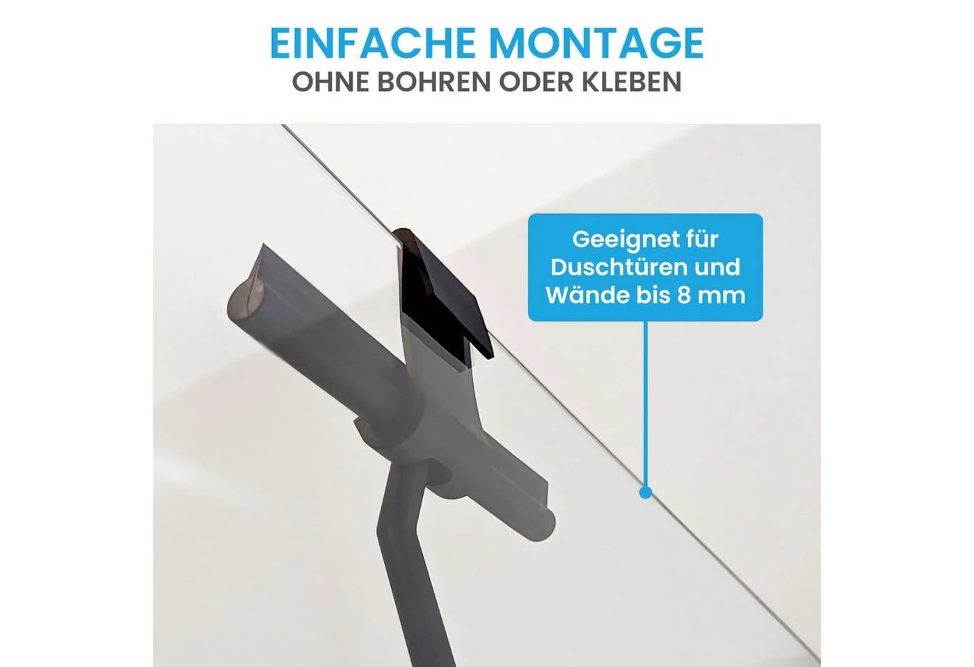 Bächlein Duschabzieher Silikon Schwarz mit Haltehaken - Bild 5